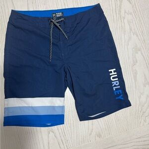Hurley Men's Navy and Blue Board Shorts